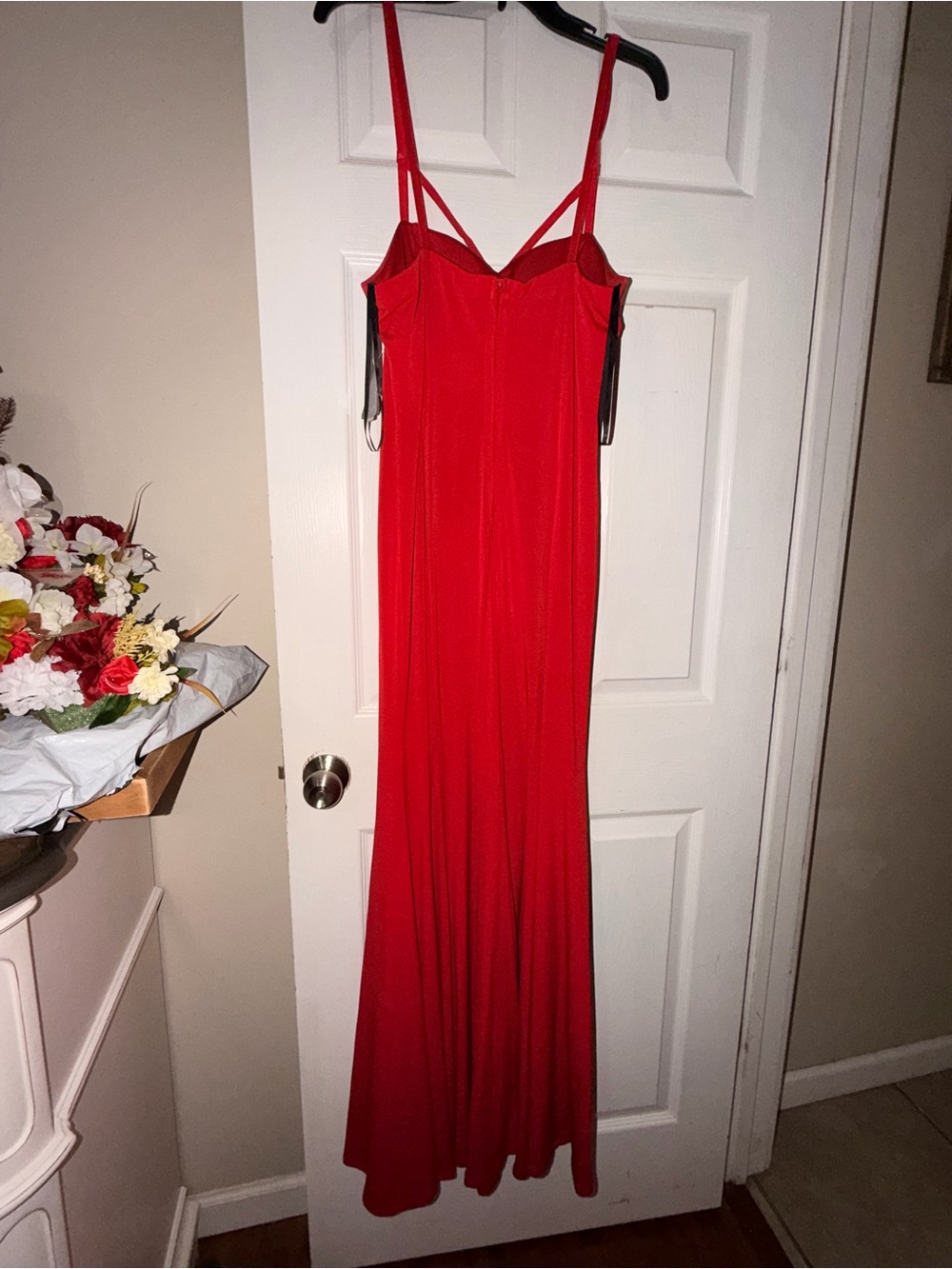 City Triangles Red Spaghetti Strap Maxi Gown